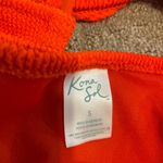 Kona Sol  Orange Ribbed Tie Front Criss Cross Back Tie Bikini Photo 4