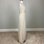 Adrianna Papell Beaded Lace and Chiffon A-Line Evening Gown Cream Size 6 Dress Photo 3