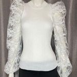 Peach Women’s Sexy Puff Long Sleeve White Top Size M Photo 0