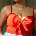 Eloquii NEW ‎ red Tie Front Bustier Bodysuit, women plus size 28 Photo 0