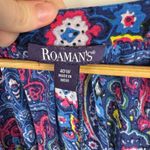 Roaman's Womens Paisley Button Front Top‎ Size 40W Colorful Vibrant Multicolor Blue Photo 4