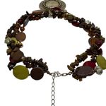 Vintage Boho Multi Strand Beaded Necklace Statement Pendant Earth Tone Colors Brown Photo 11
