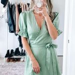 House of Harlow 1960 x Revolve Aja Green Wrap Mini Dress Photo 1