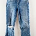 Paige  Rory Mid Rise Cropped Flare Leg Ripped Knee Distressed Jeans Blue 25 Photo 0