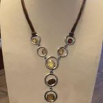 Lia Sophia Silver and Brown Gemstone Necklace Photo 1