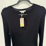 BODEN Ribbed Cut Out Dress UK 12R Black Keyhole Neck Long Sleeve Fitted NWT Size 12 Photo 5