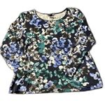 Karen Scott  Floral Long Sleeve Top - Blue and Green (R1) Photo 0