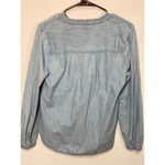 Old Navy  Women's Chambray Button-Up V-Neck Long Sleeve Shirt Denim Blue Medium Photo 2