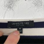 Lafayette 148 Blue & White Striped Wide Neck Cap Sleeve Blouse Womens M Shirt Size M Photo 3