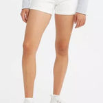 Levi's White Mid Length Shorts Women's Size 28 High Rise Denim Photo 0
