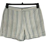 Liz Claiborne SZ 14 Jean Shorts Striped Hi-Rise Flat Front Rear Pockets Multi Photo 0