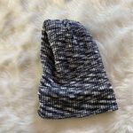 Black & White Marked Knit Pom Pom Beanie Gray Photo 1