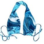 SheIn Women's Blue Marble Print Triangle Thong Bikini Set Size L Photo 3