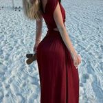 ZARA  maxi dress Burgundy Sleeveless cut out satin effect evening wedding summer Photo 1