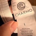 Charmo High Neck Back Zipper Ribbed One Piece Swimsuit black white piping large Photo 3