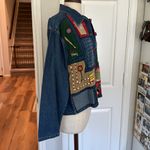 Teacher vintage patchwork denim jacket Apple math school bus Blue Photo 7