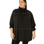 ODDY Women's Plus Satin Blouse Loose Fit Black Size 3x Holiday Christmas Party Photo 6