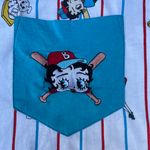 Betty Boop Vintage 90s Baseball Blue Striped AOP Button Up T-shirt Jersey Photo 3