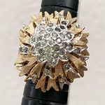 Vintage STER SHANK Signed Sterling Silver over Gold CZ Cocktail Ring Size 6 Photo 13