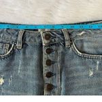 We The Free Free People Distressed Button Fly Denim A-Line Skirt Size 27 | 4 Photo 7