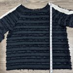 ZARA BASIC Black Textured Fringe Border White Side Long Sleeve Top Women Size M Size M Photo 8