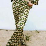 ZARA Tha Safia Geometric Satin Wide Leg Pant, XL Photo 0