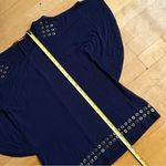 belldini Cold Shoulder Butterfly Sleeve Top, Gold Grommet, Navy Blue, Size S Blue Photo 11