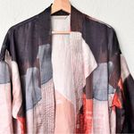 Soft Surroundings  Ainsley Abstract Kimono Earthtones Satin Cardigan Sz S/M Boho Photo 11