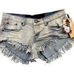 One Teaspoon  BONITA LOW WAIST DENIM SHORT, Peroxide Color NWT, Size 28 AU/ 6 US Photo 2