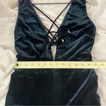 DO+BE  Black Stretch Velvet Strappy Lace Up Deep V-Neck Sleeveless‎ Jumpsuit S Photo 13