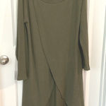 Venus  Olive Green Waffle Knit High Low Asymmetrical Midi Dress Plus 1X Thermal‎ Photo 0