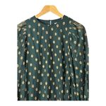 Calvin Klein  Sheer Sleeve‎ Shift Dress Gold Dot Tie Cuff Green Women Size 4 Photo 4