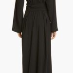 Jenni Kayne Kate Satin Back Crepe Long Sleeve Dress Black Small V Neck Photo 1