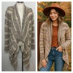 Knox Rose  Boho Striped Drape Open Front Cardigan Sweater Women’s Large‎ Photo 1