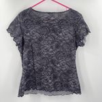 Y2K Top Large Short Sleeve 2000s Lace Print Rhinestones Babydoll Bratz Vintage Black Photo 1