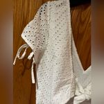 EXPRESS White Cotton Eyelet Open Tie Back Slit Sleeves Lined Romper Size 4 Photo 14