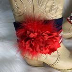 Handmade Womens Black Adjustable Fabric Floral Removable Boot Band One Size Photo 2