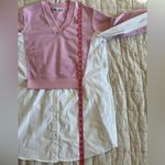 English Factory Oversized Pink V-neck Sweatshirt Poplin Dress Preppy - XS Photo 7