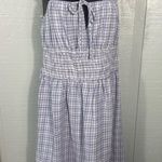 WAYF  Purple Gingham Checkered Smocked Waist Flutter Sleeve  Midi Dress SZ M NWT Photo 2
