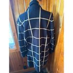 Anne Klein Ann Klein Plaid Knit Cardigan Jacket Oversized Black Cream Career Coatigan Photo 2