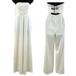 NBD  Ophelia Jumpsuit‎ Womens Size Small White Wide Leg Minimalist Bridal Wedding Photo 1