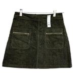 Francesca's Mi Ami Tamm Zip Corduroy Mini Skirt Green Small New Academia Fall Photo 0