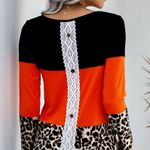 LEOPARD TRIPLE PATCHWORK ORANGE COLORBLOCK TOP Size undefined Photo 3