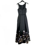 Betsy and Adam NEW Womens Size 4 Black Lace up Satin Floral Long Gown Dress A20330 Photo 2