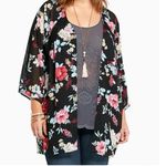 Torrid ✨ Floral Chiffon Lace Trim Sz 00 Kimono✨ Photo 2