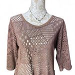 Firmianalily Brown Boho Crochet Knit Tunic Top Asymmetric Hem Festival L Size L Photo 2