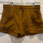 Athleta  Cabo Linen Shorts Womens Size 14 Toasted‎ Ochre Brown Drawstring Pockets Photo 0