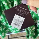 Ava & Viv NWT  Kelly Green Floral Peplum Tie Front Blouse Summer Festival 3X Photo 8