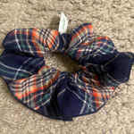 Aerie  Blue Plaid Christmas Holiday Flannel Sleep Scrunchie w Multicolor Accents Photo 0
