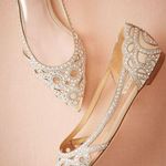 Badgley Mischka Crystal Pointed Toe Flats, Size 8W NEW w/o Box Retail $235 Photo 2